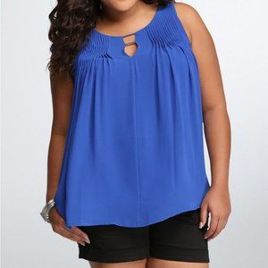 Torrid Size 1 - Pleated Chiffon Tank Top - Blue